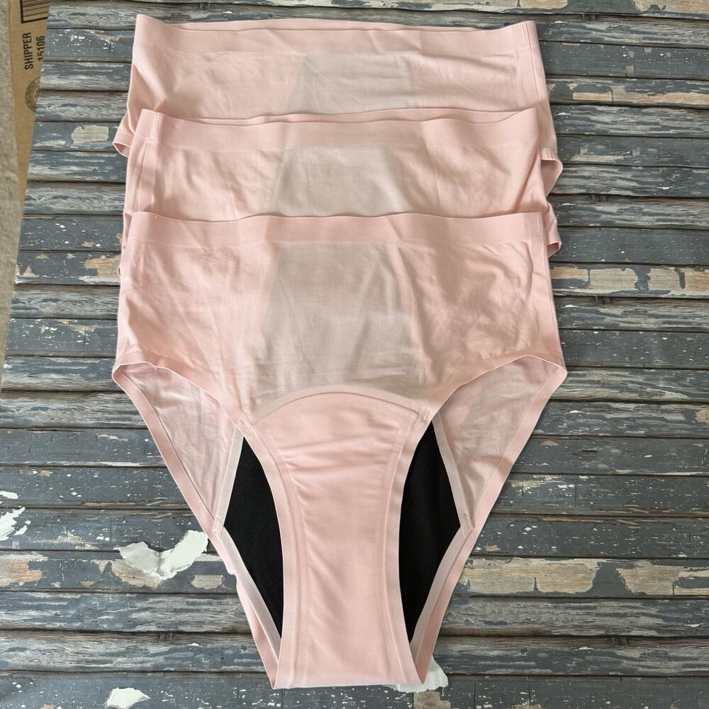 Knix Women's High Waist Nylon Bikini Period Panty Underwear Pink Med Set of 3